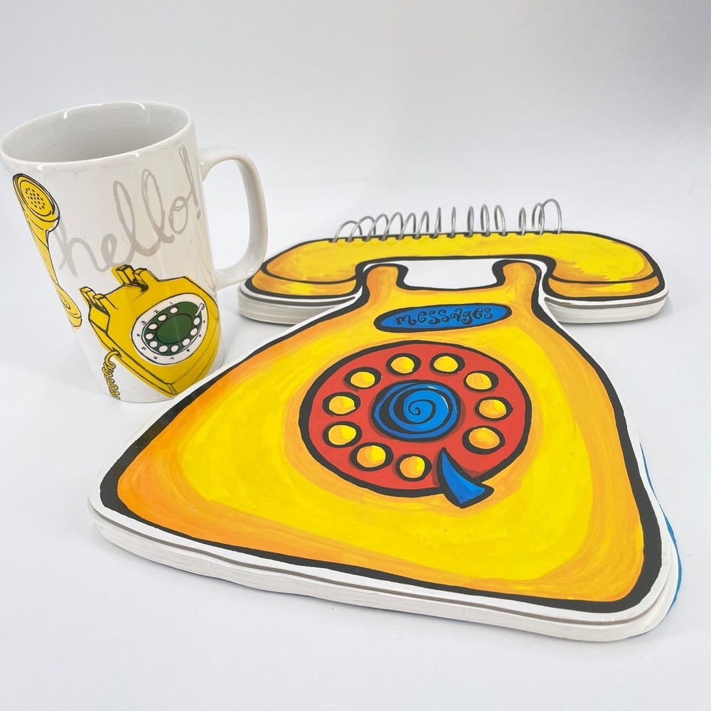 Starbucks Retro Rotary Phone Mug 16oz Cupcake Productions Telephone Notepad Set